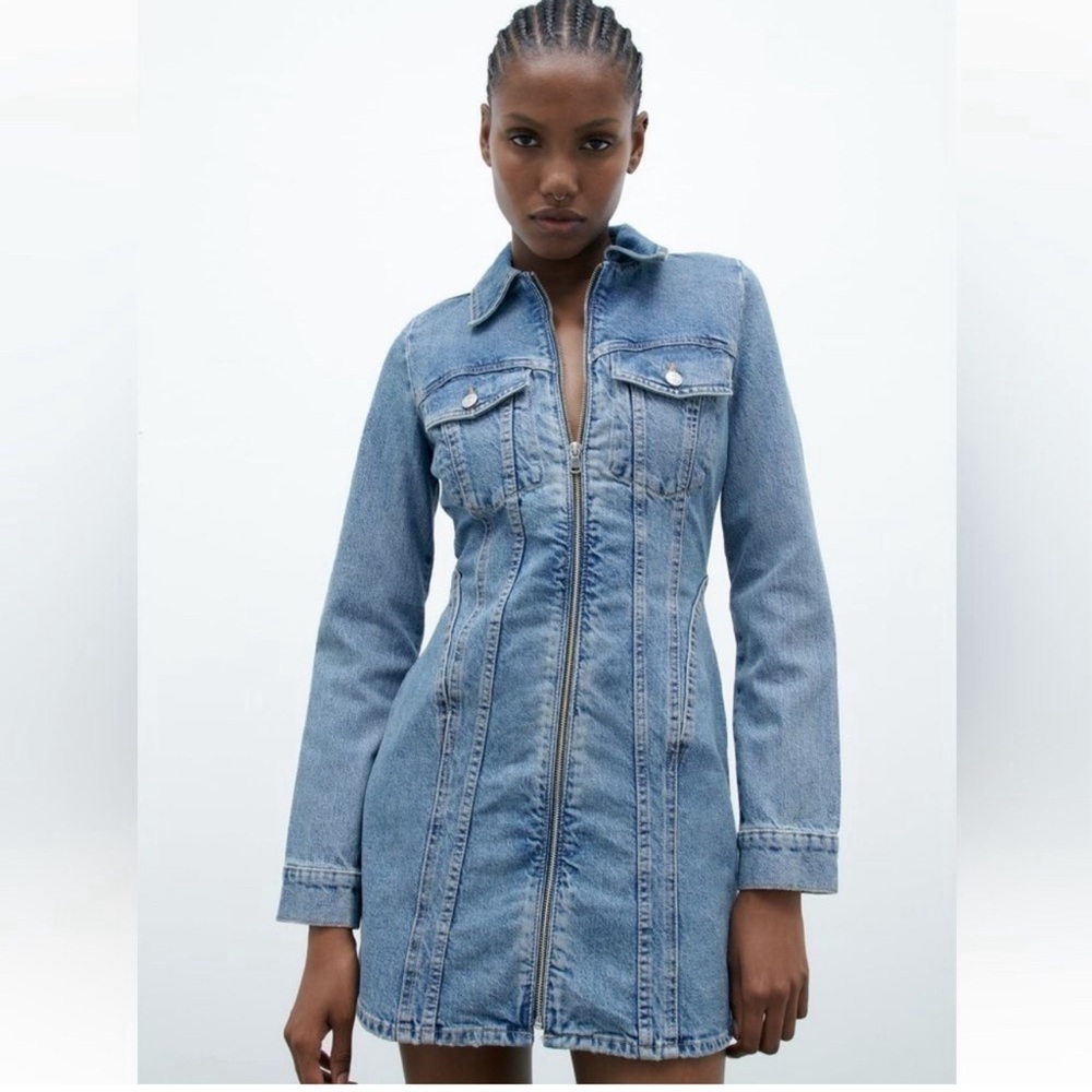 🔥🔥Zara long sleeve denim short dress